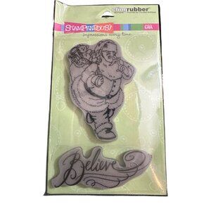 Stampendous Cling Rubber Stamp Set Believe Santa CRS3012  New